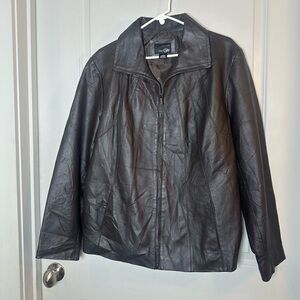 East 5th Genuine leather Chocolate a brown Full Zip Plus Size Jacket, size 1X